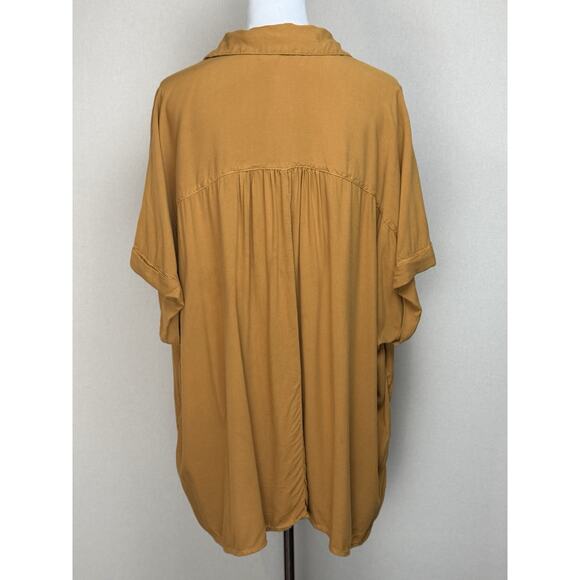 Lane Bryant Sz 20 Quarter Button Up Blouse Short Sleeve Tunic Top Flowy Brownish - Picture 5 of 11